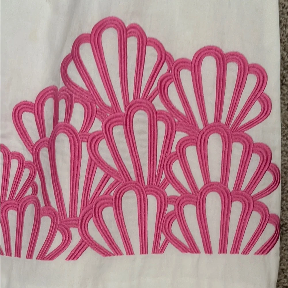 Lilly Pulitzer White Strapless Dress with Pink Scallop Embroidery - Picture 2 of 5
